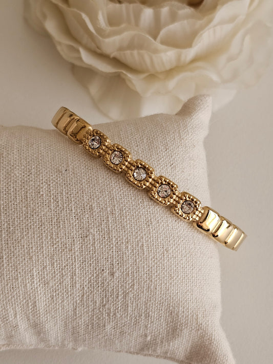 Gold cubic zirconia vintage bangle