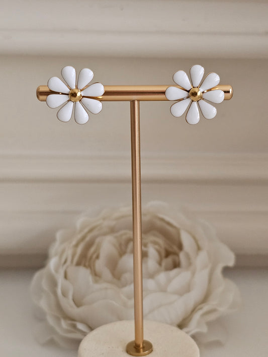White flower earrings