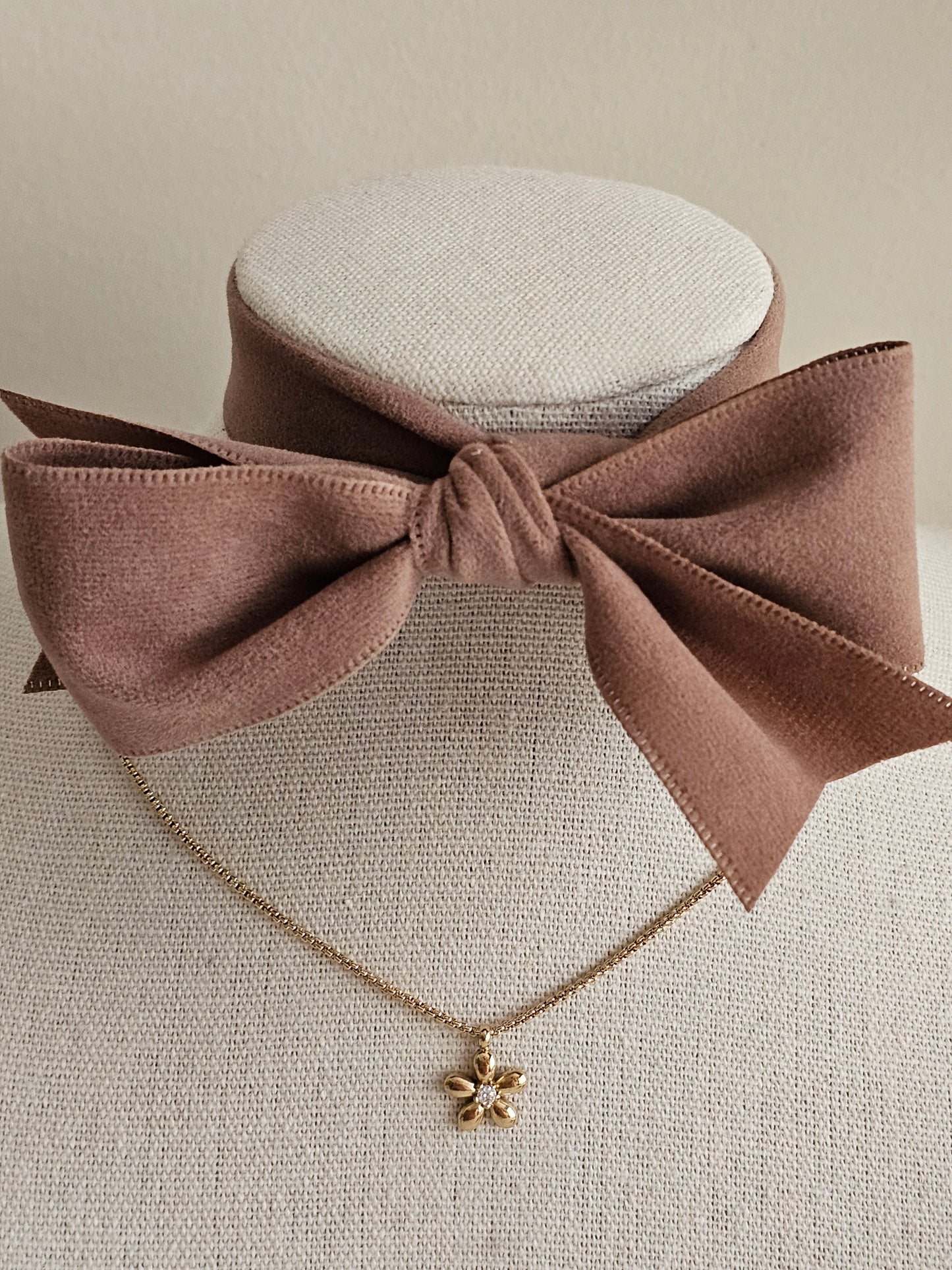 Gold and cubic zirconia flower necklace