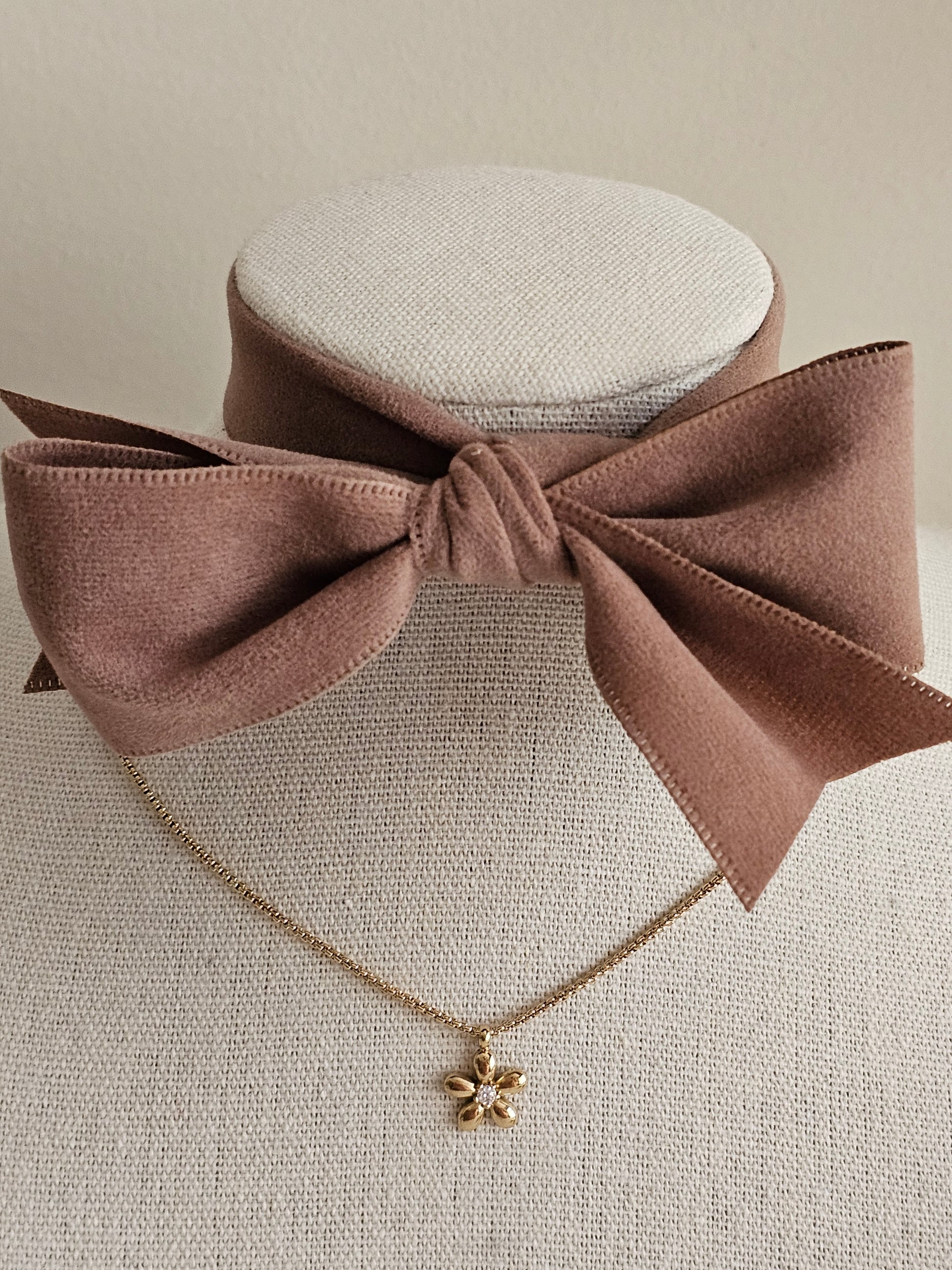 Gold and cubic zirconia flower necklace