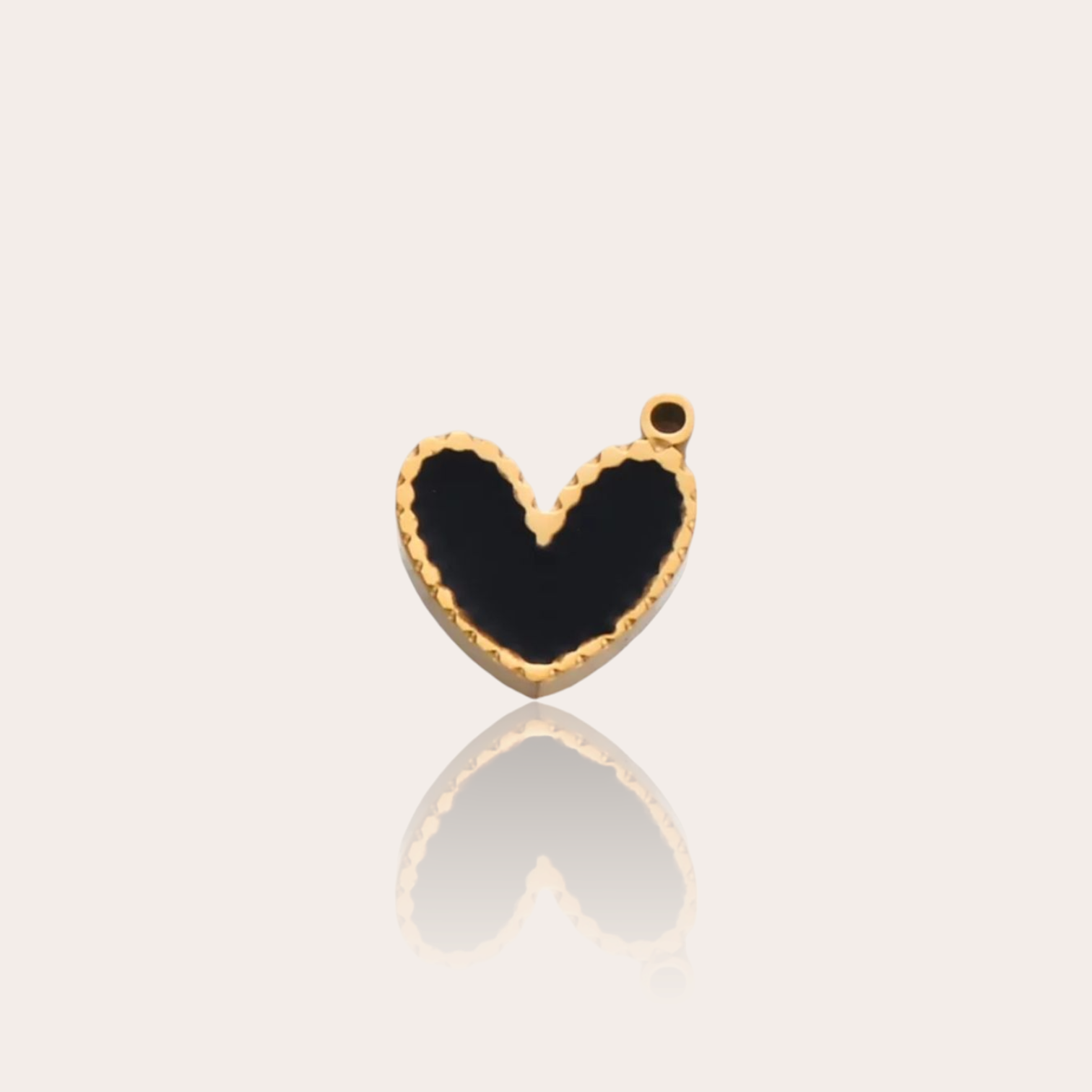 Stainless steel gold plated black heart charm