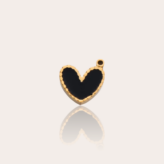 Stainless steel gold plated black heart charm