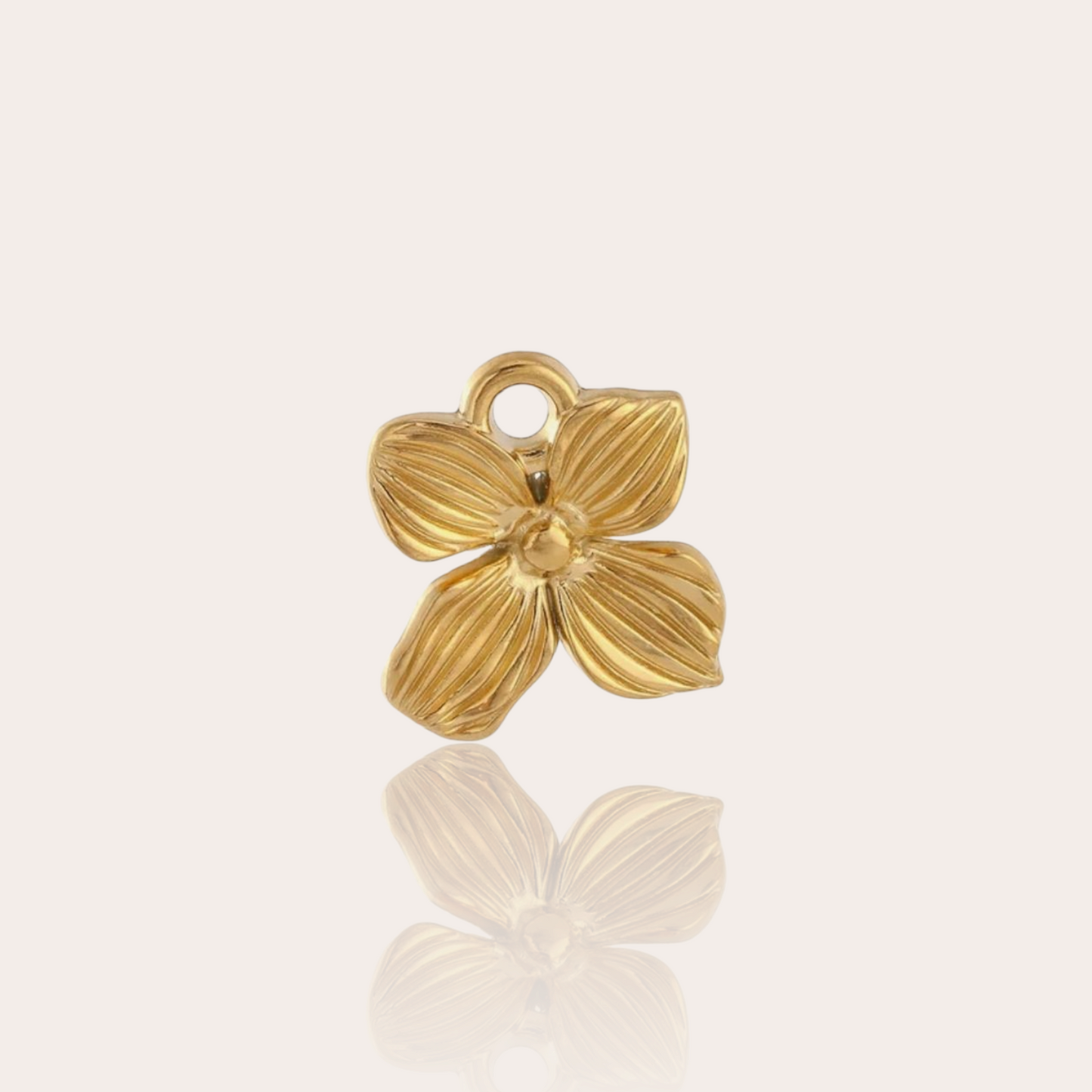 Gold plated stainless steel flower charm