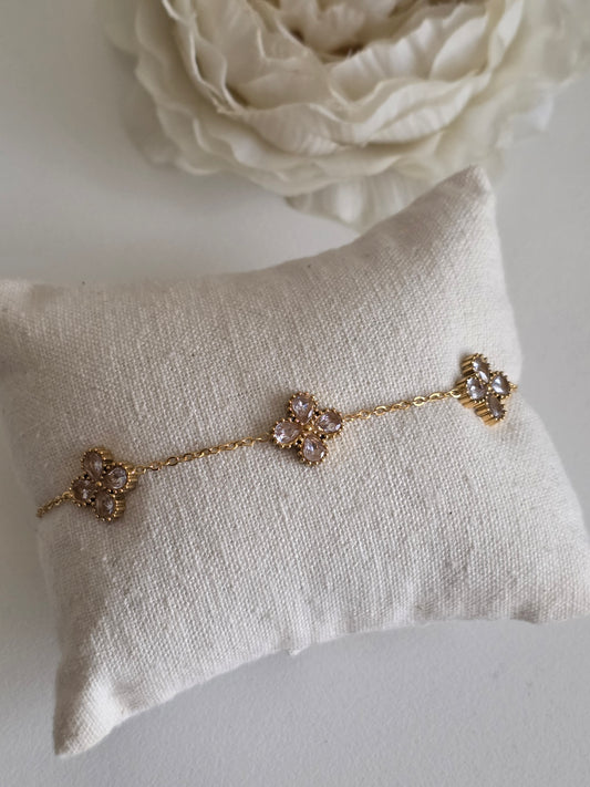 Gold cubic zirconia flower Bracelet