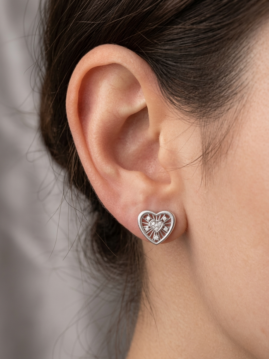 MELDA HEART EARRINGS SILVER