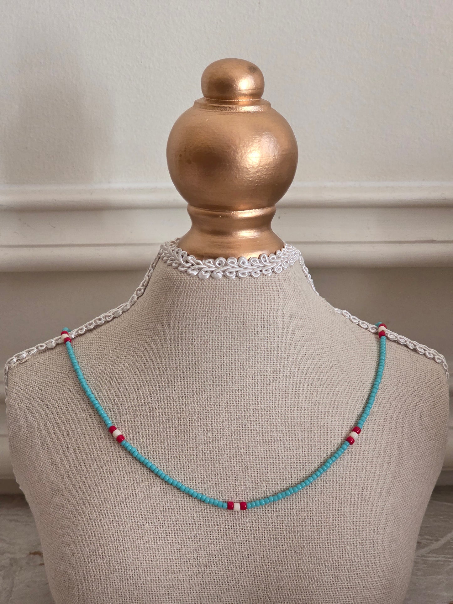 Blue bead necklace