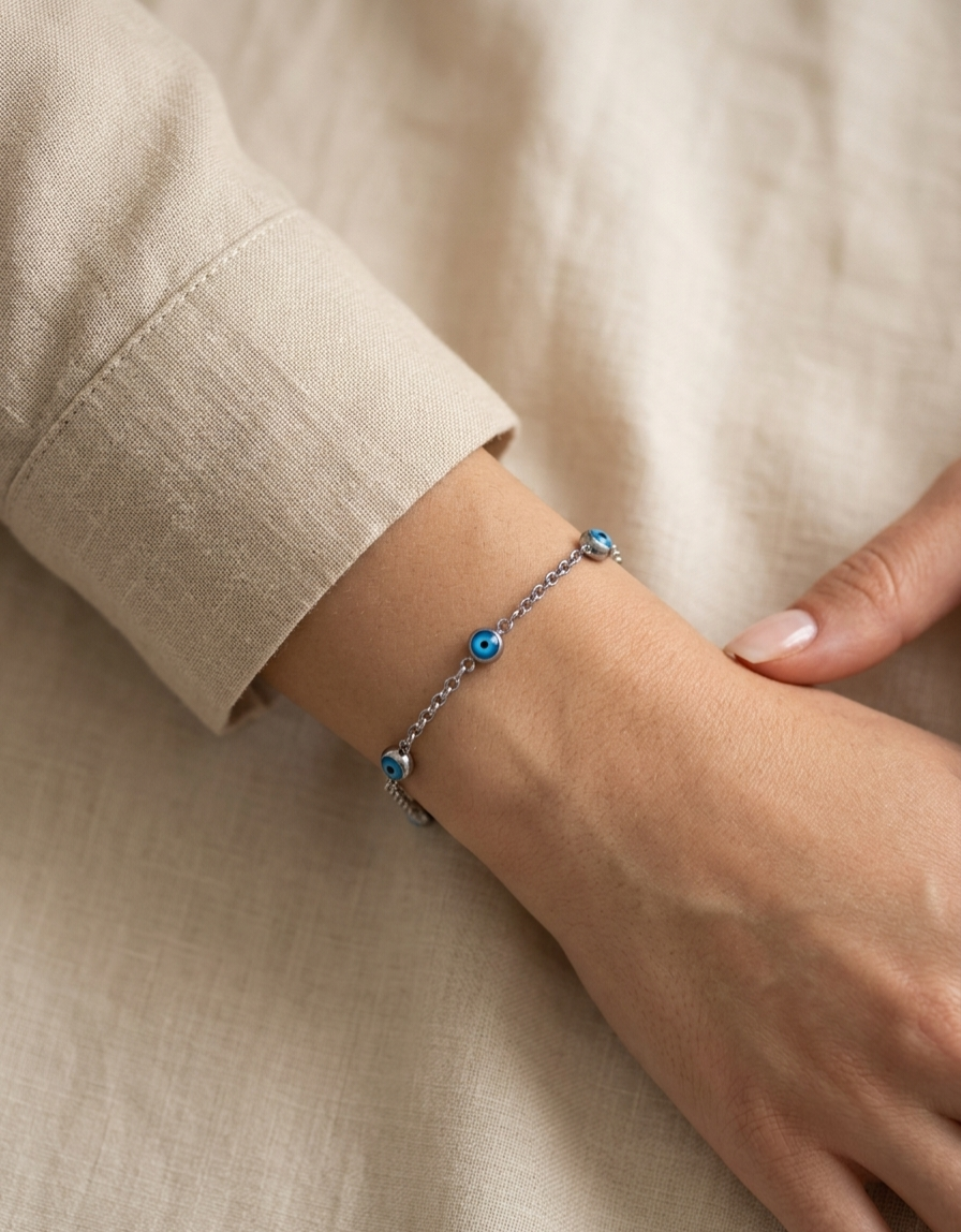 NAZAR EVIL EYE BRACELET SILVER