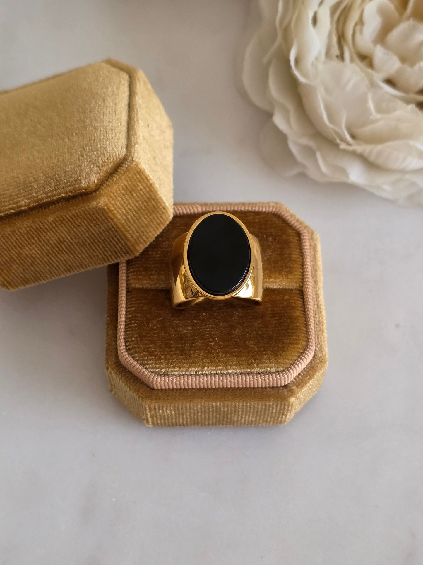 Black stone statement ring