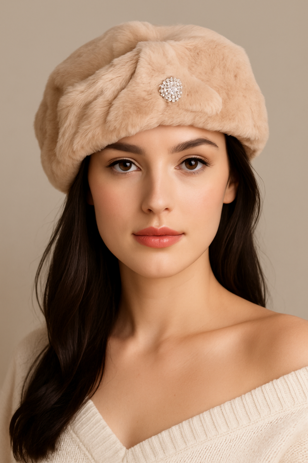FAUX FUR BERET HAT