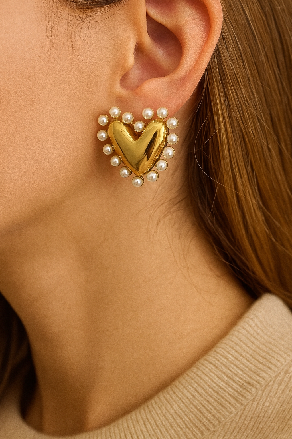 MELIN PEARL HEART EARRINGS