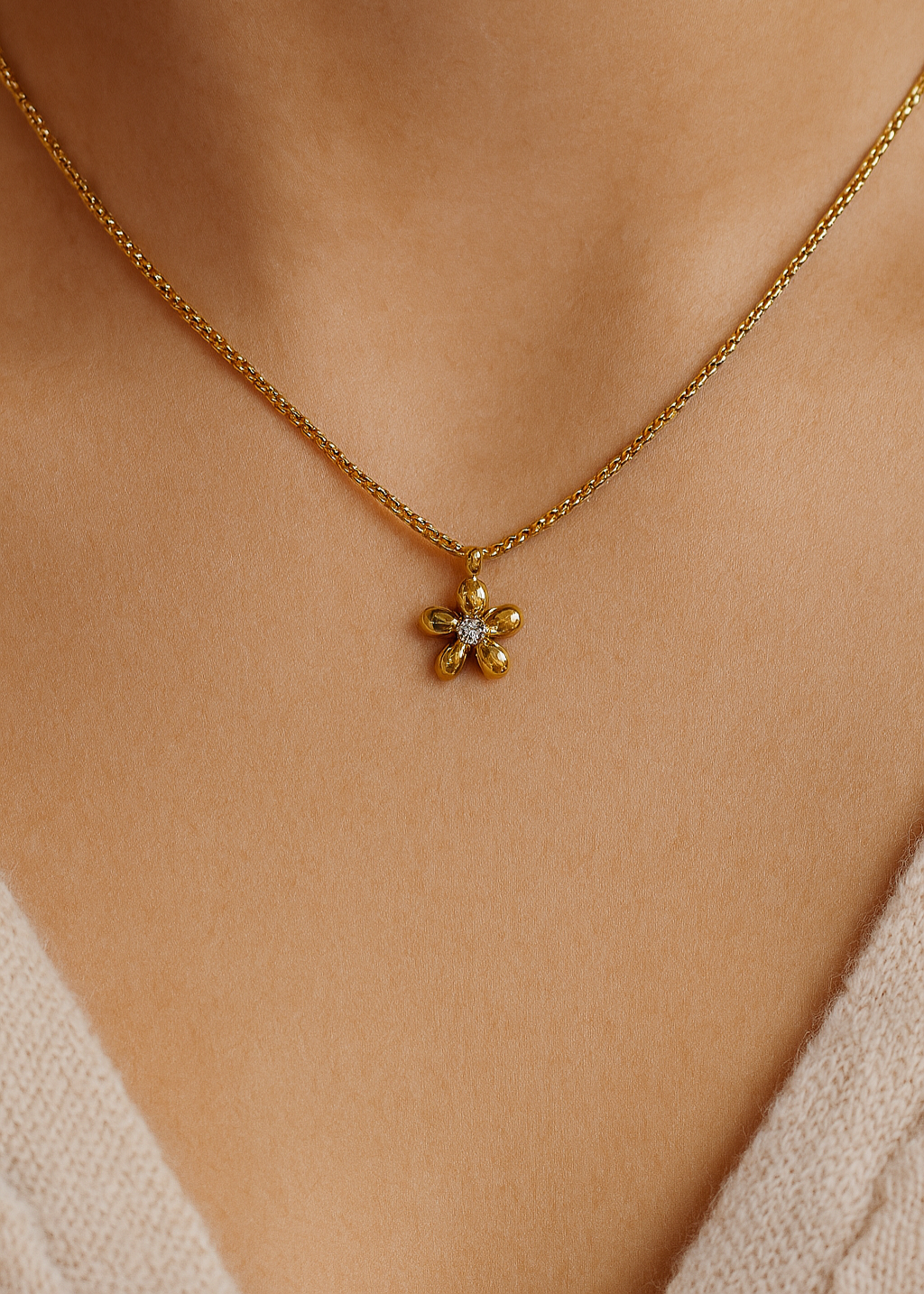 ASKIN FLOWER PENDANT NECKLACE