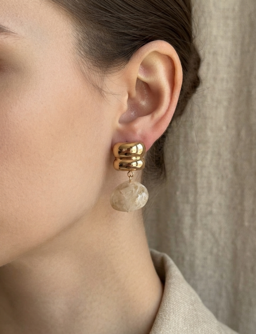 DOHA EARRINGS BEIGE