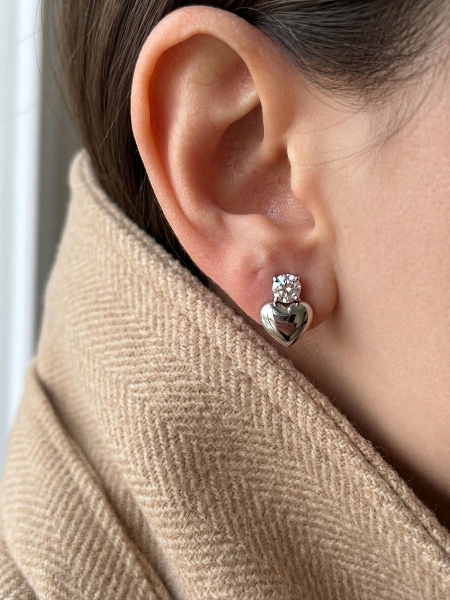 MENNA HEART EARRINGS SILVER