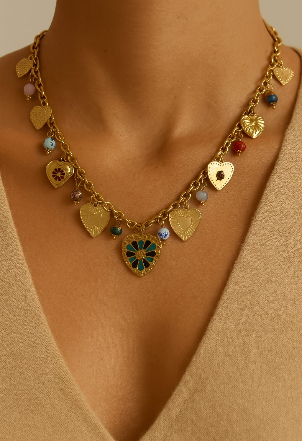 VINTAGE HEART CHARM NECKLACE
