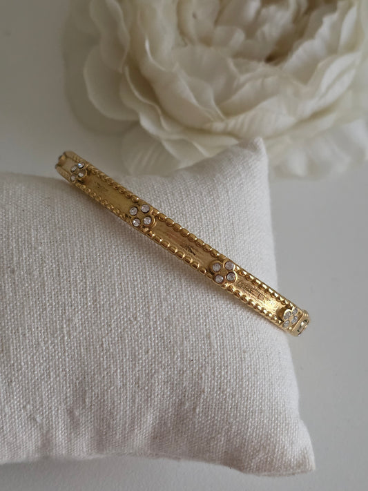 Cubic zirconia gold Clover bangle