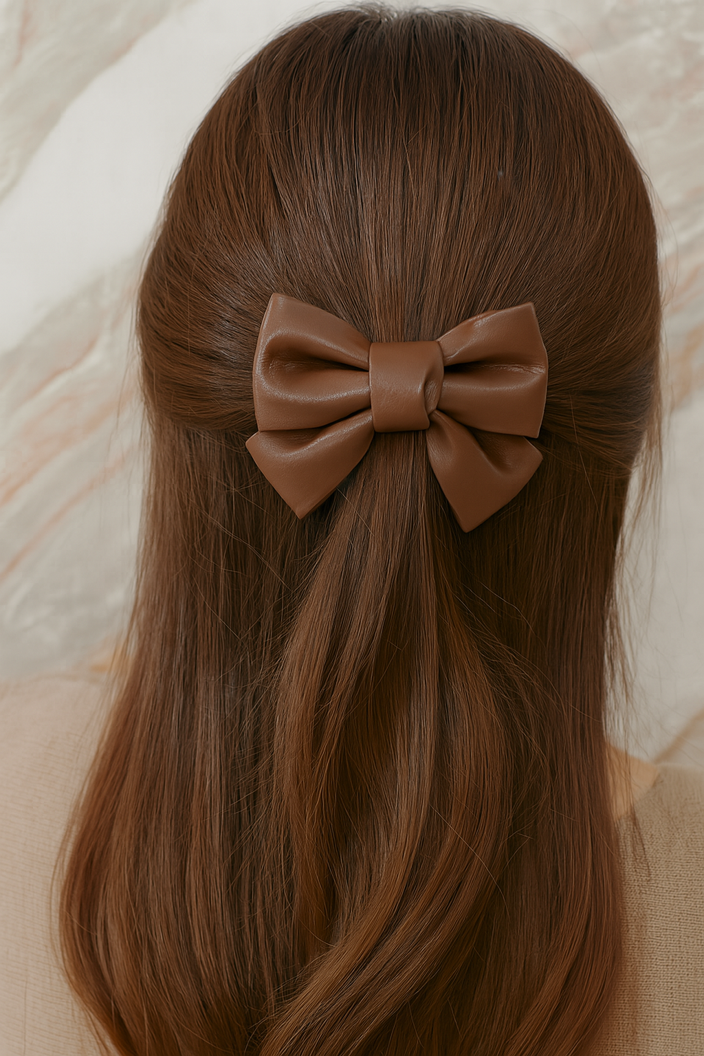 LEATHER BOW HAIR CLIP