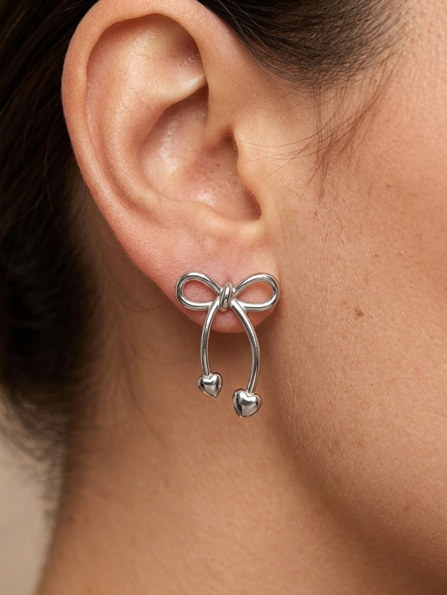 ELIANA BOW EARRINGS SILVER
