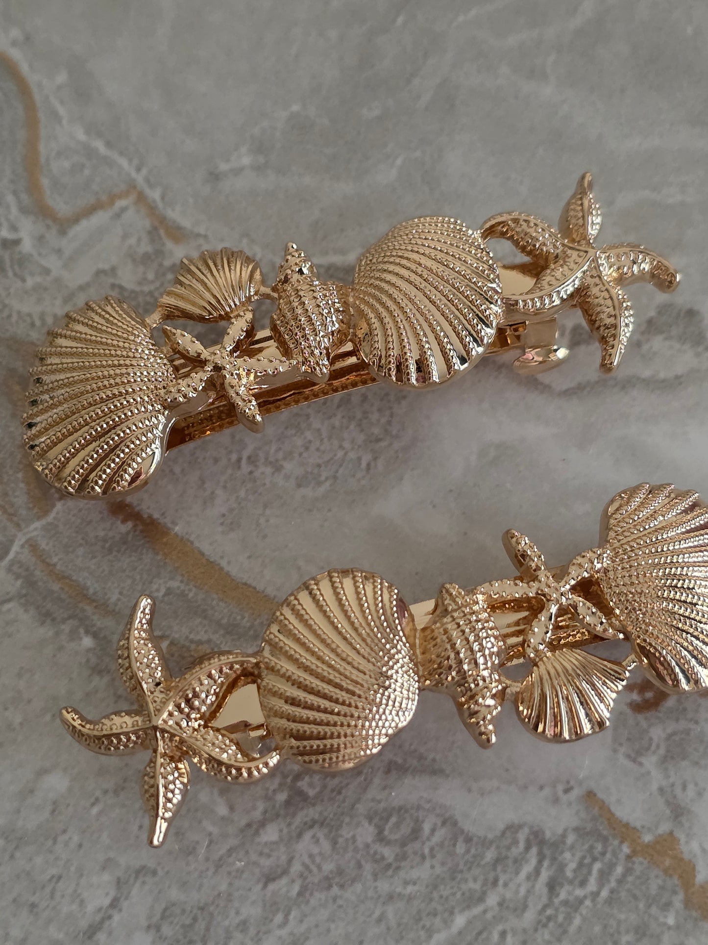 Gold Shell and starfish hair clip