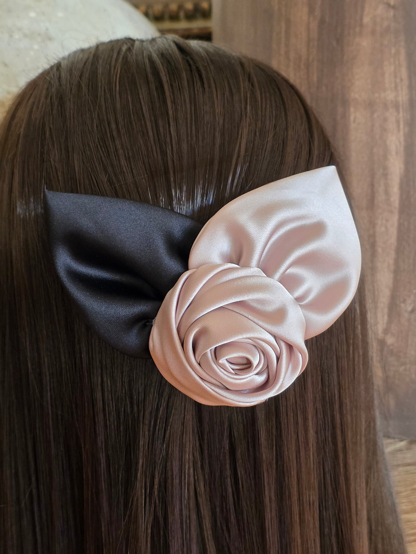 SATIN ROSE HAIR CLIP