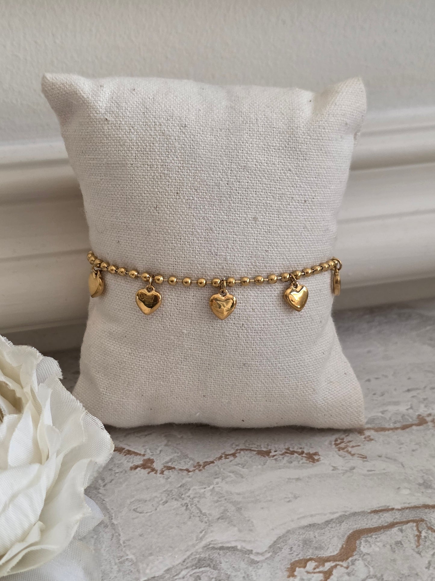Gold charm heart bracelet