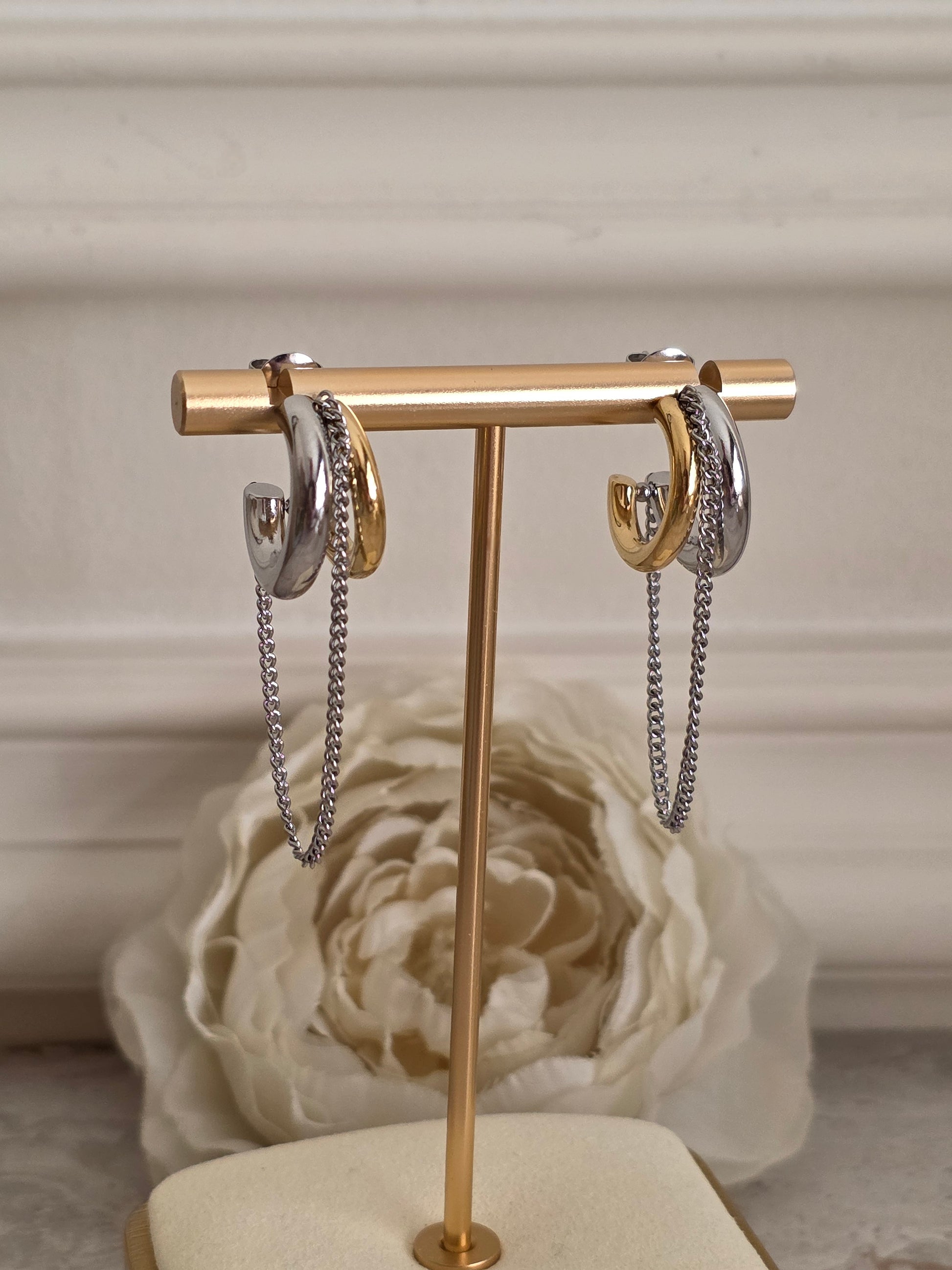 Silver and gold Hoop earrings