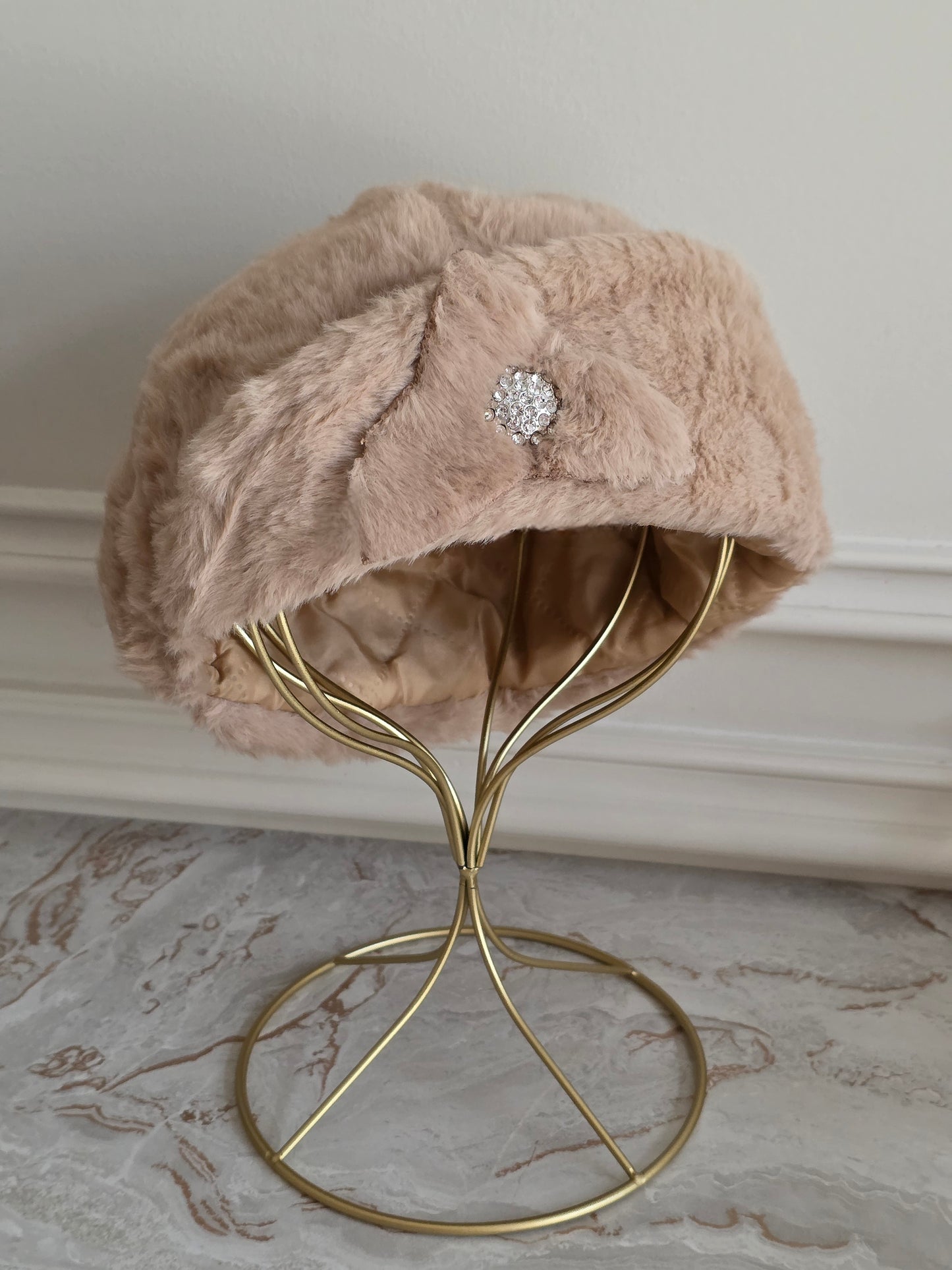 FAUX FUR BERET HAT