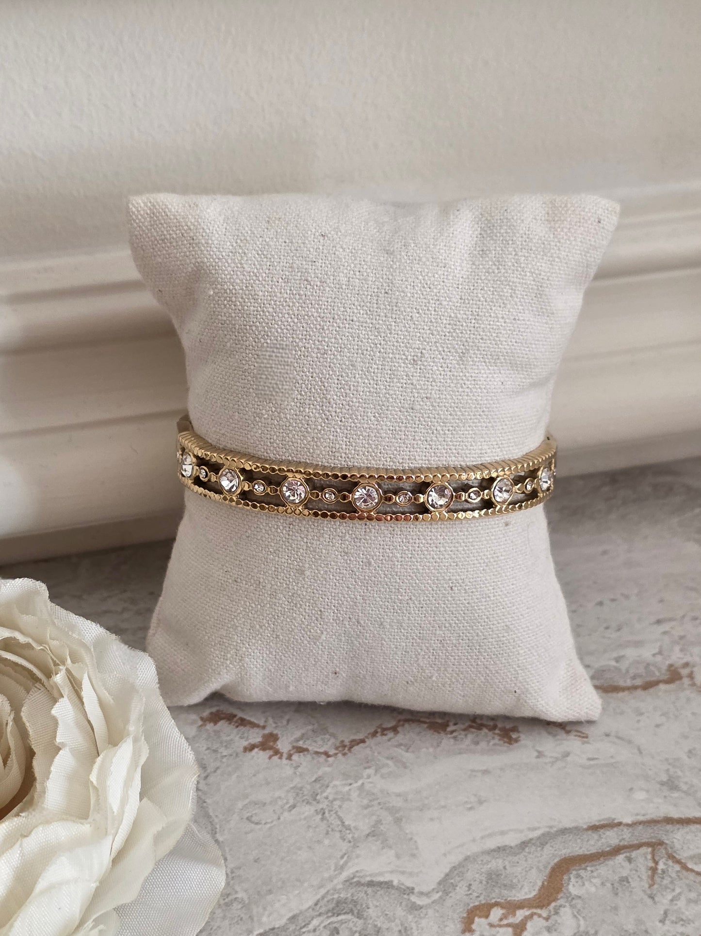 Gold crystal statement bangle