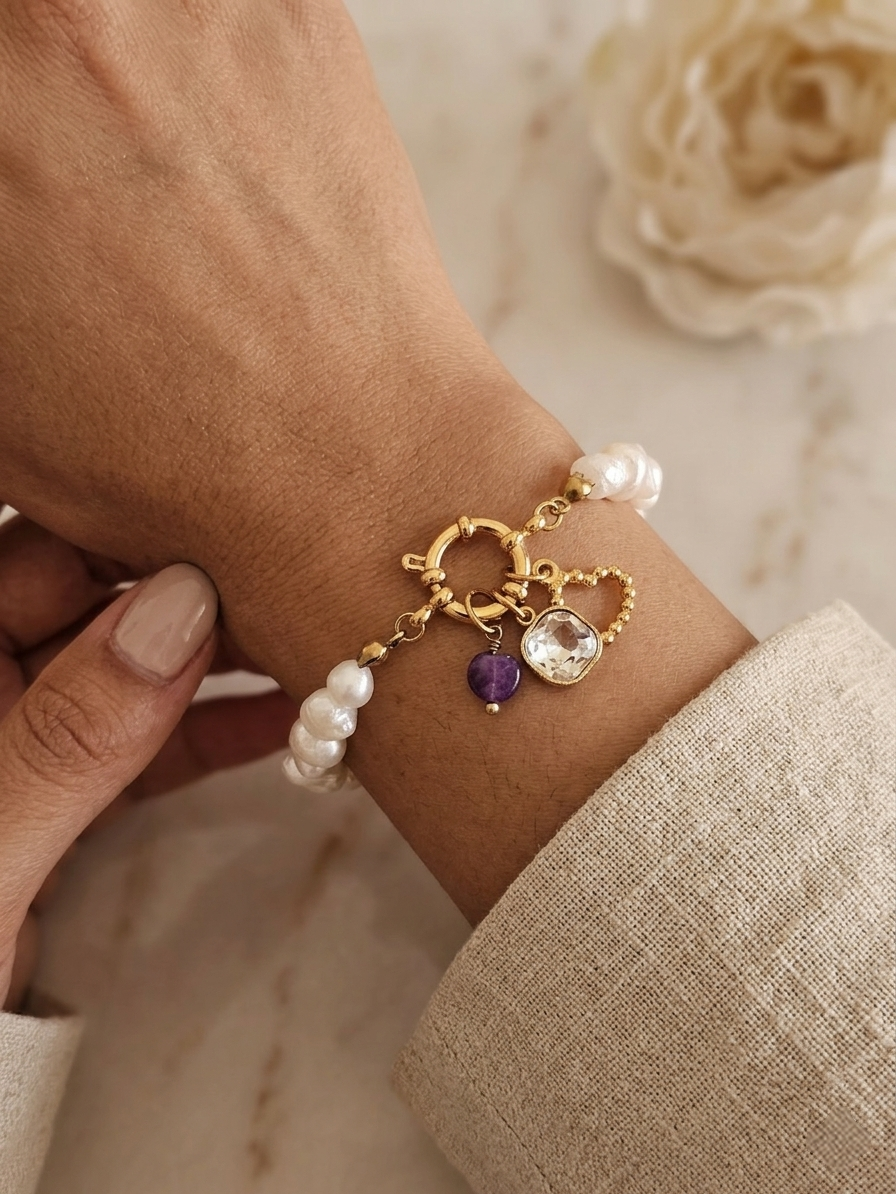 RAHANA PEARL CHARM BRACELET