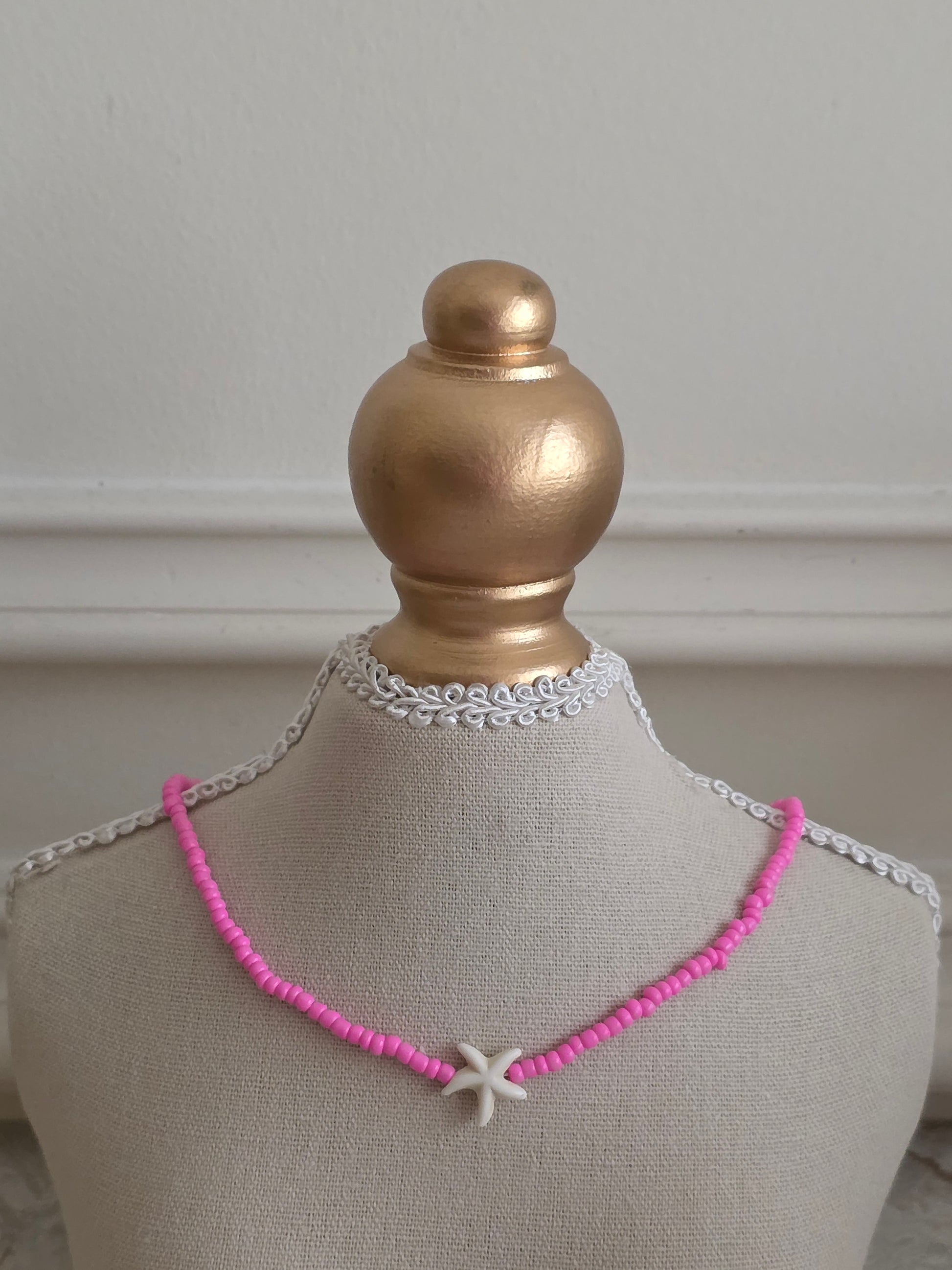 Pink beaded starfish necklace