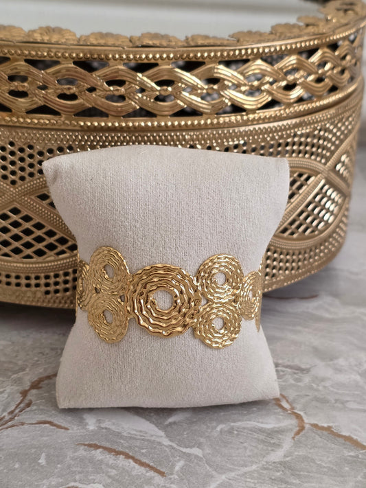 gold textured statement cuff bangle