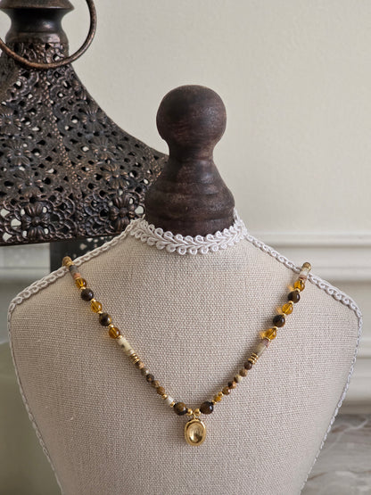 stainless steel and natural stone necklace