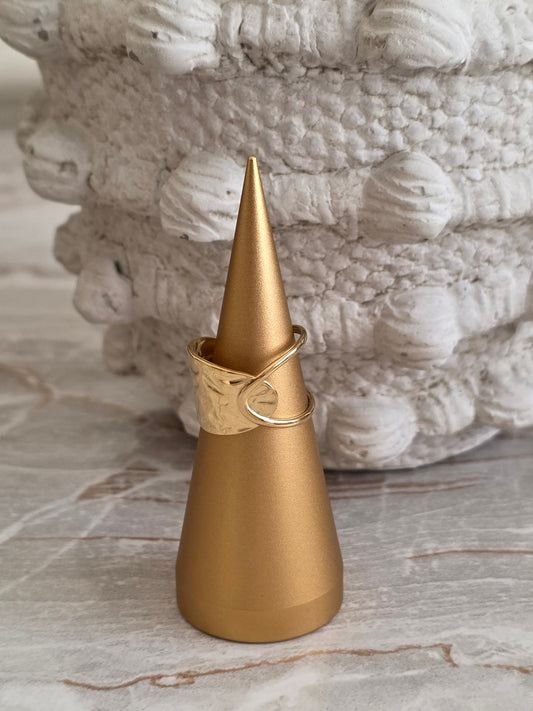 Gold Textured Open Adjustable Ring