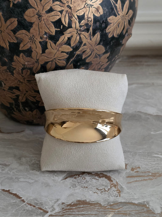 Bold Hammered Gold Cuff Bangle