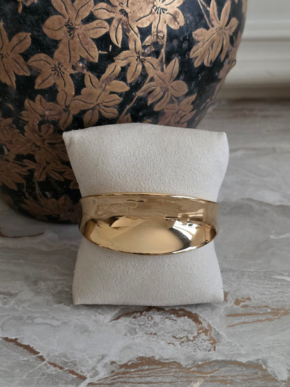 Bold Hammered Gold Cuff Bangle