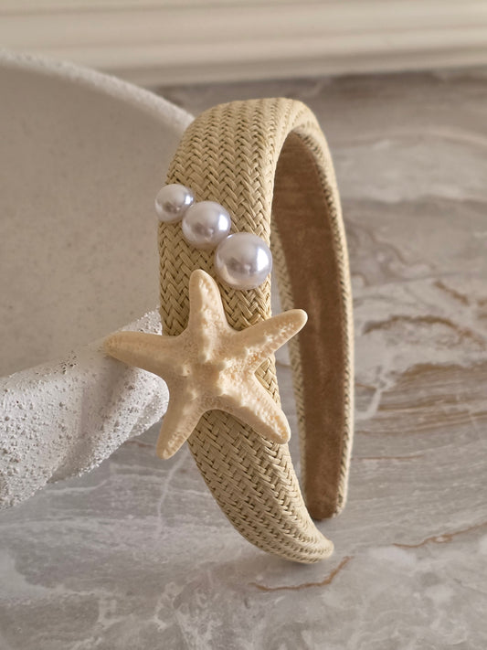 Rattan Starfish and Pearl Headband