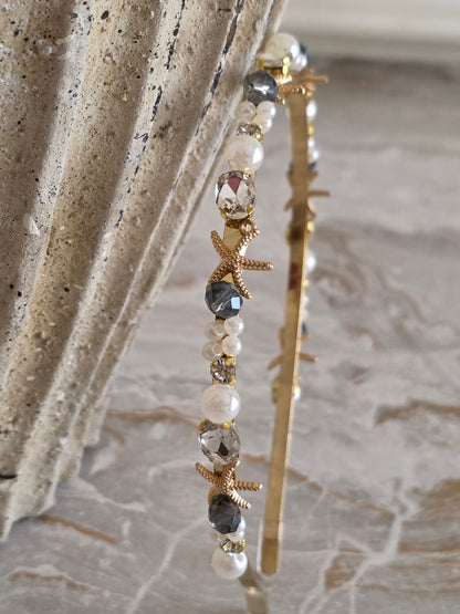STARFISH PEARL AND CRYSTAL HEADBAND