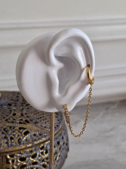 double gold hoops with chain
