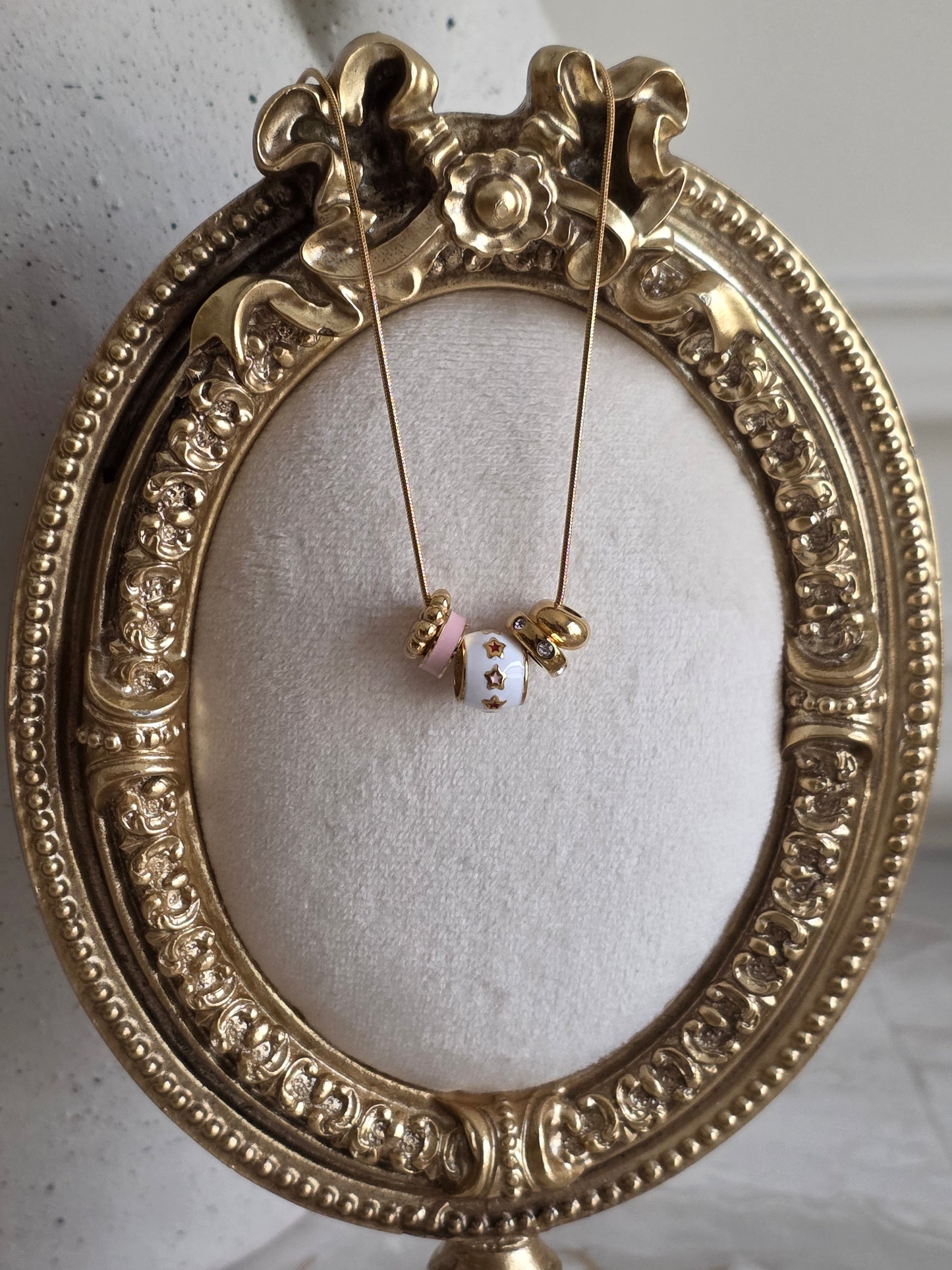 gold stainless steel bead necklace