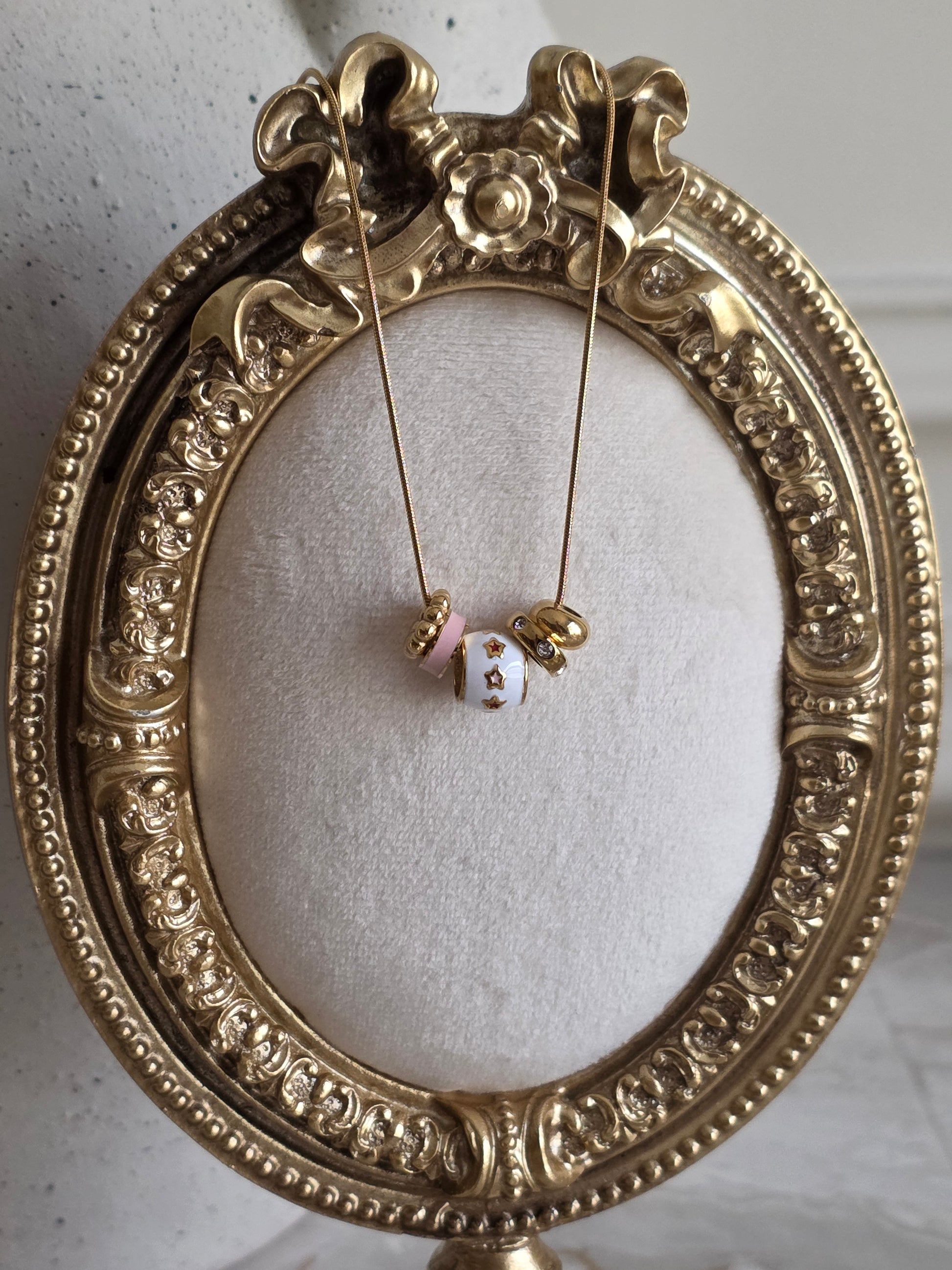 gold stainless steel bead necklace