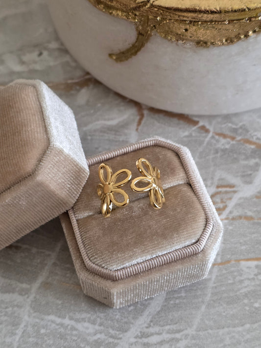 gold adjustable flower ring