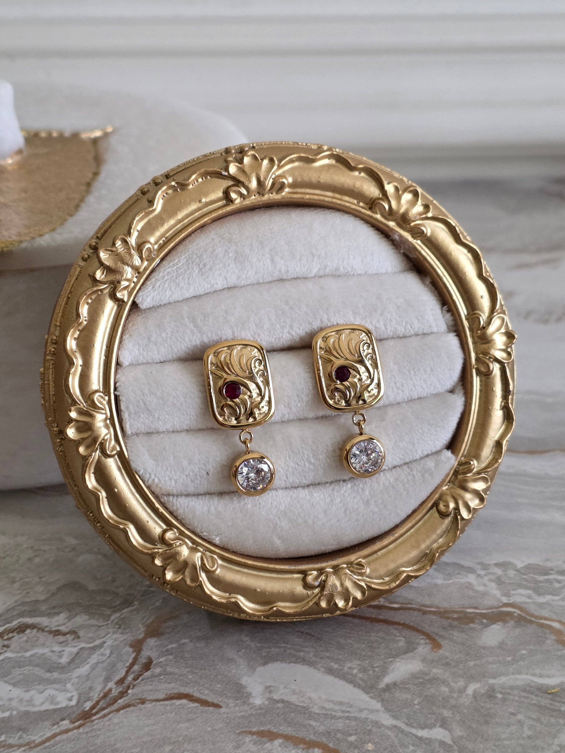 gold vintage statement earrings