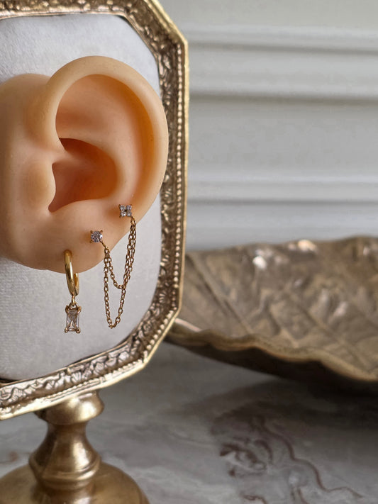 gold cubic zirconia stud earring set