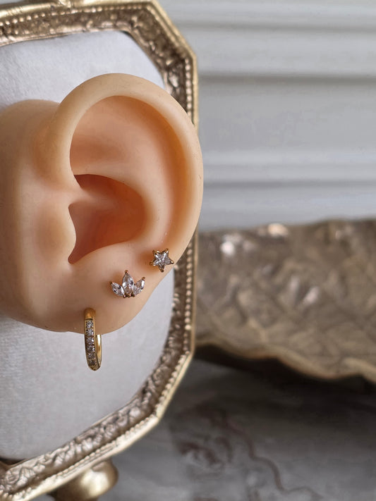 gold set of 6 stud earrings