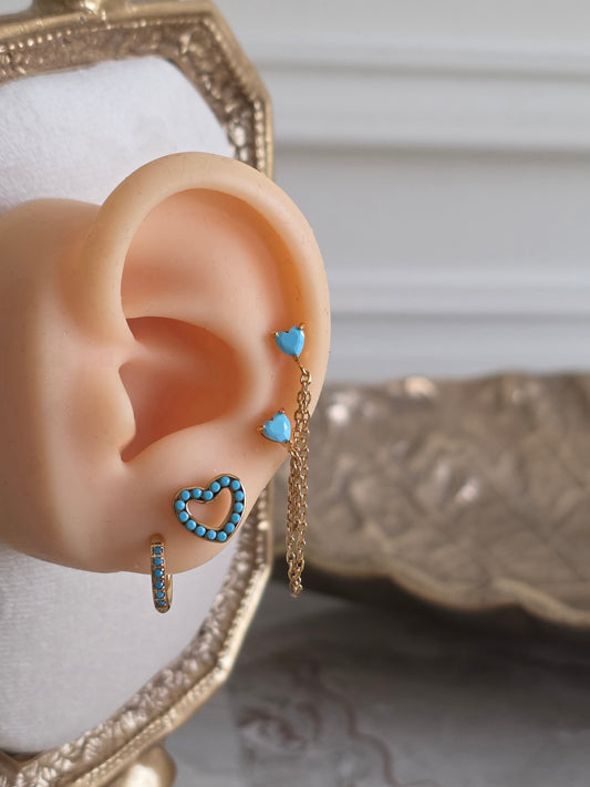 Turquoise enamel set of 5 stud earrings