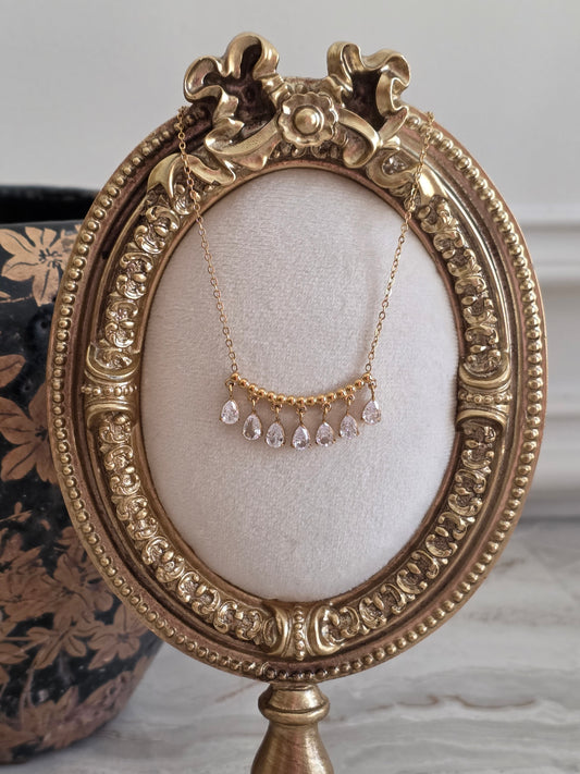 gold cubic zirconia statement necklace