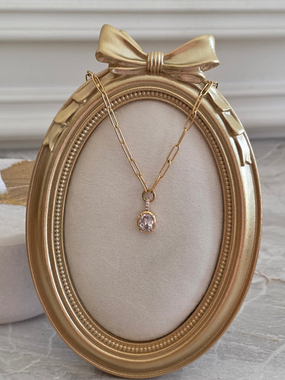gold statement cubic zironia pendant necklace