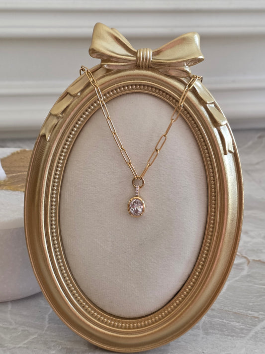 gold statement cubic zironia pendant necklace