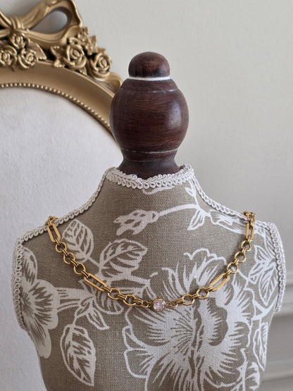 gold statement chain necklace with cubic zironia