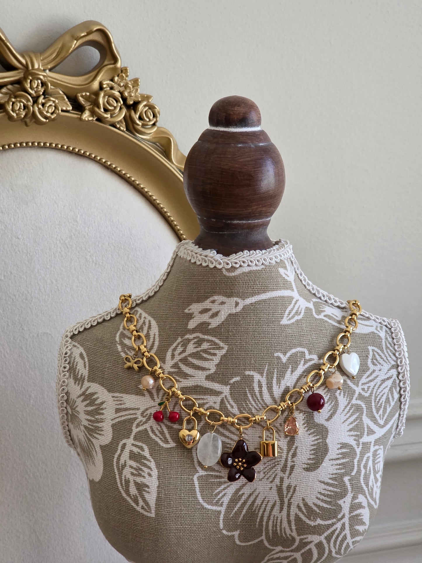 Gold charm necklace