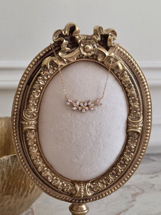 Gold Cubic Zirconia flower necklace